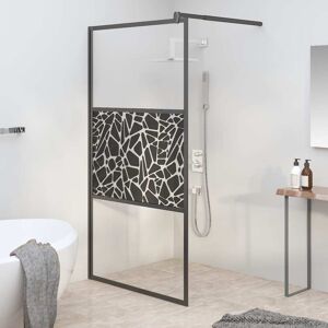 vidaXL Mampara ducha vidrio esmerilado diseño piedras negro 100x195 cm