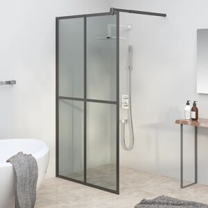 vidaXL Mampara de ducha accesible vidrio templado oscuro 100x195 cm