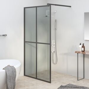 vidaXL Mampara de ducha accesible vidrio templado oscuro 118x190 cm