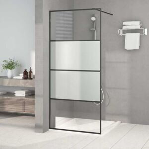 vidaXL Mampara de ducha vidrio ESG semiesmerilado negro 90x195 cm