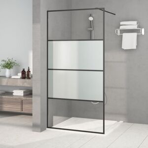 vidaXL Mampara de ducha vidrio ESG semiesmerilado negro 100x195 cm