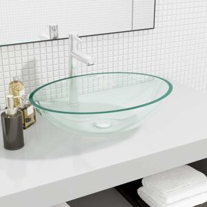 vidaXL Lavabo de vidrio transparente 50x37x14 cm