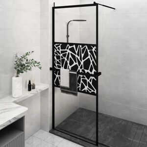 vidaXL Mampara ducha con estante vidrio ESG y aluminio negro 80x195 cm