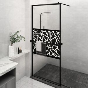 vidaXL Mampara ducha con estante vidrio ESG y aluminio negro 100x195cm