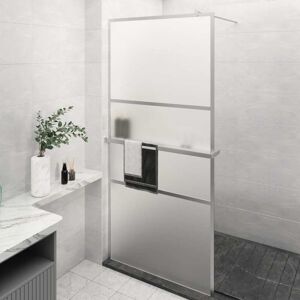 vidaXL Mampara ducha con estante vidrio ESG aluminio cromado 90x195 cm