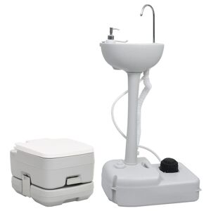 vidaXL Juego de inodoro con lavabo portátil para camping