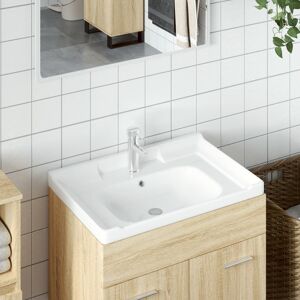 vidaXL Lavabo de baño rectangular cerámica blanco 61x48x23 cm