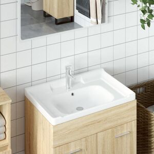 vidaXL Lavabo de baño rectangular cerámica blanco 71x48x23 cm