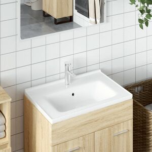 vidaXL Lavabo de baño rectangular cerámica blanco 71x48x19,5 cm