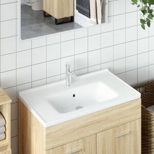 vidaXL Lavabo de baño rectangular cerámica blanco 91,5x48x19,5 cm