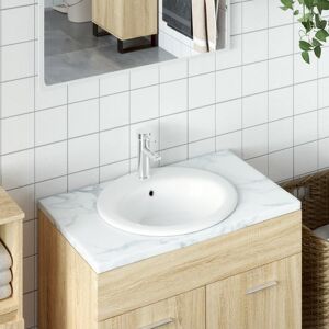 vidaXL Lavabo de baño ovalado cerámica blanco 52x46x20 cm