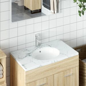 vidaXL Lavabo de baño ovalado cerámica blanco 38,5x33,5x19 cm