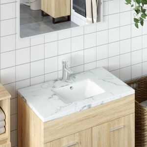 vidaXL Lavabo de baño rectangular cerámica blanco 36,5x32x15,5 cm