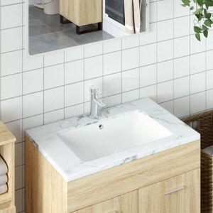 vidaXL Lavabo de baño rectangular cerámica blanco 55,5x37,5x19 cm
