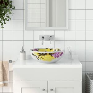 vidaXL Lavabo sobre encimera redondo cerámica multicolor Φ41x14 cm