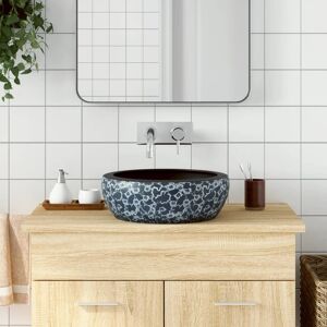 vidaXL Lavabo sobre encimera redondo cerámica negro y azul Φ41x14 cm