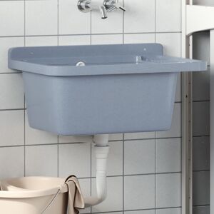 vidaXL Fregadero lavabo de pared resina gris 60x40x28 cm