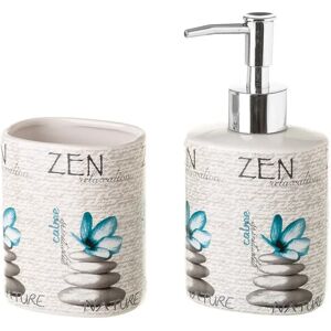 LOLAhome Juego de dispensador y portacepillos Zen de cerámica gris de 200 ml