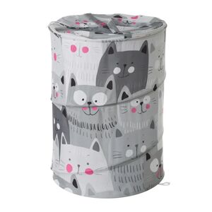 LOLAhome Cesto de ropa plegable de tela con gatos grises de Ø 40x55 cm