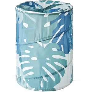 LOLAhome Cesto de ropa plegable de tela de hojas azul y verde de Ø 40x55 cm