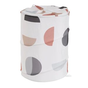 LOLAhome Cesto de ropa plegable geométrico de tela blanco de Ø 40x55 cm