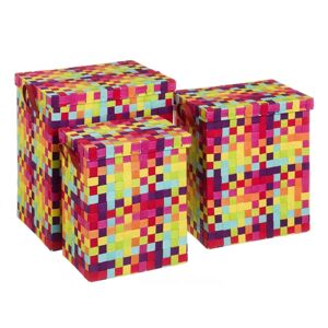 LOLAhome Set de 3 cestos de ropa trenzados de polipropileno multicolor