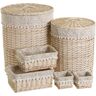 LOLAhome Set de 6 cestos de ropa de mimbre beige