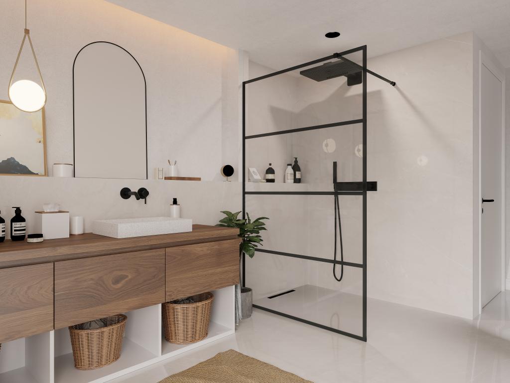Shower & Design Mampara de ducha tipo italiano de estilo industrial INAYA - 120x200 cm