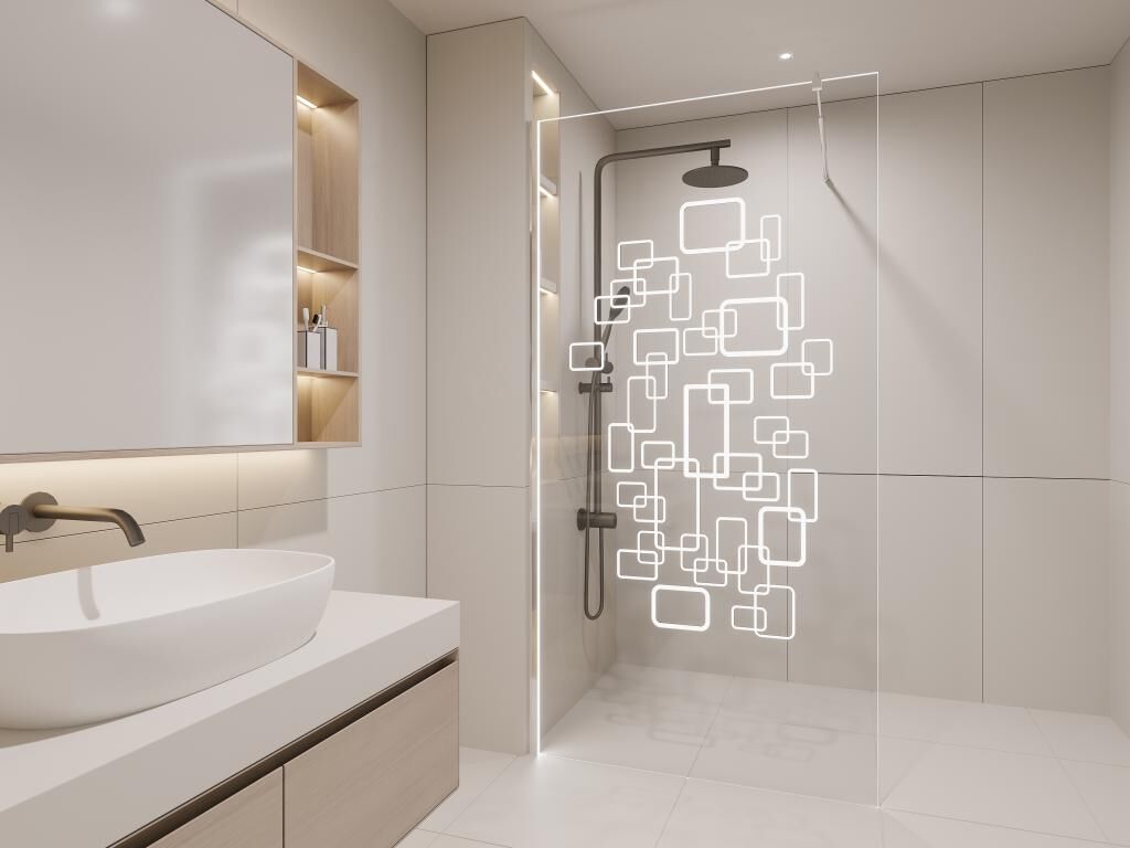 Shower & Design Mampara de ducha BELLA con LEDs - 120x200 cm