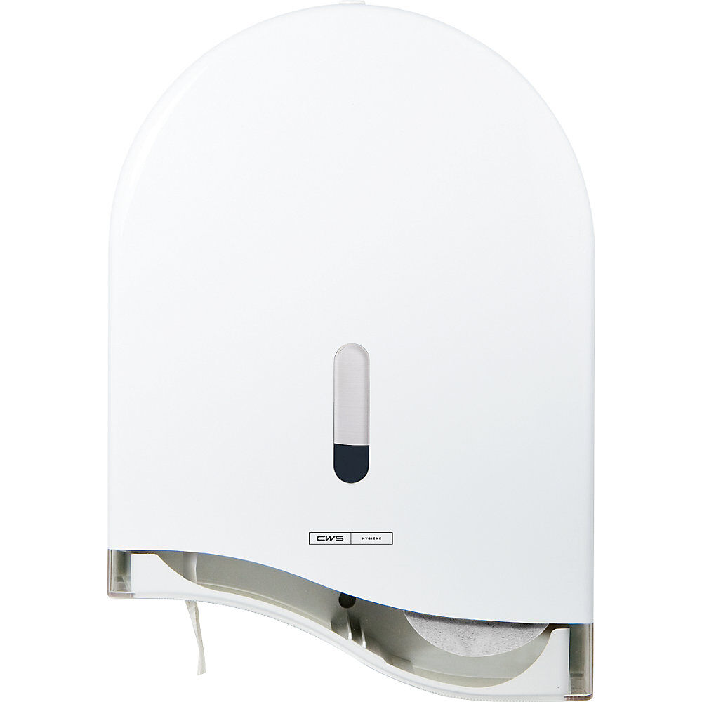 CWS Dispensador de papel higiénico ParadiseLine, para rollos grandes, H x A x P 300 x 300 x 120 mm, blanco