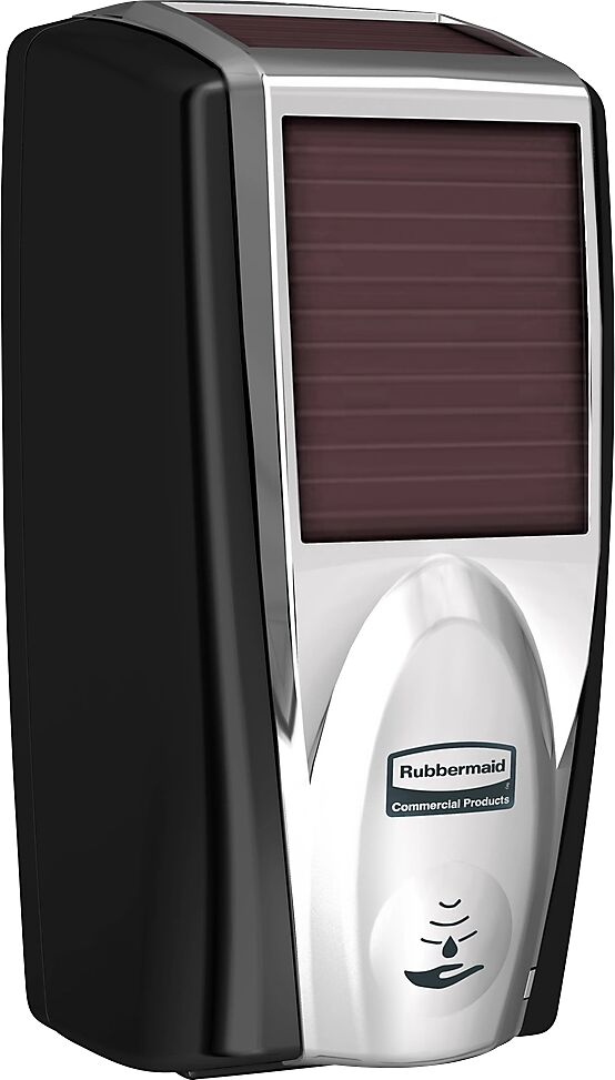 Rubbermaid Dispensador de jabón, automático, funciona con energía solar, cantidad de llenado 1,1 l, plástico negro-cromo