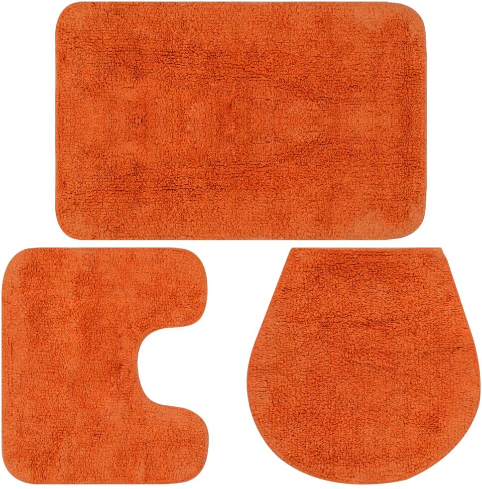 vidaXL Conjunto de alfombrillas de baño de tela 3 piezas naranja