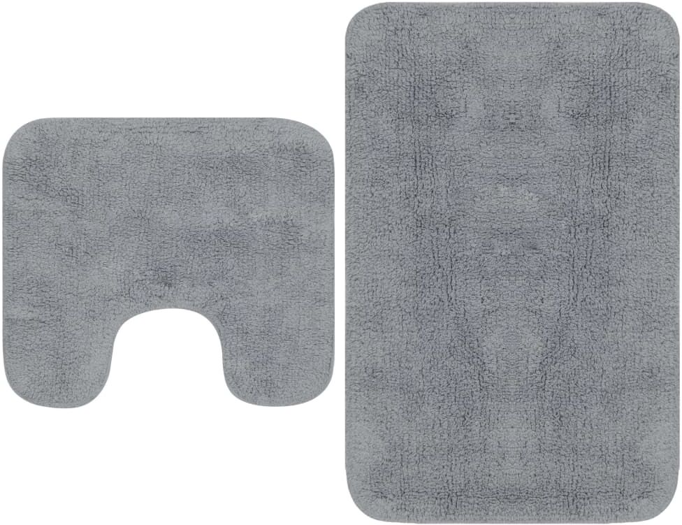 vidaXL Conjunto de alfombras de baño de tela 2 piezas gris