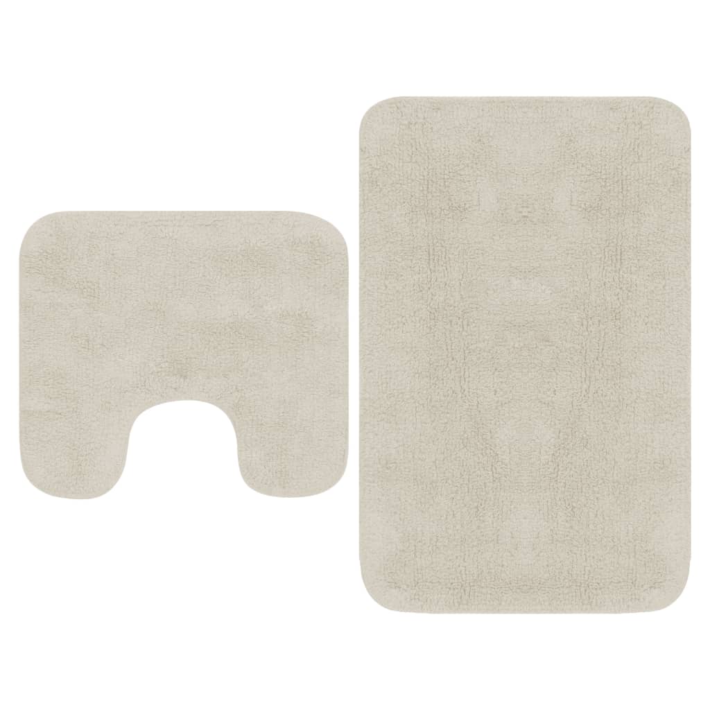 vidaXL Conjunto de alfombrillas de baño de tela 2 piezas blanco