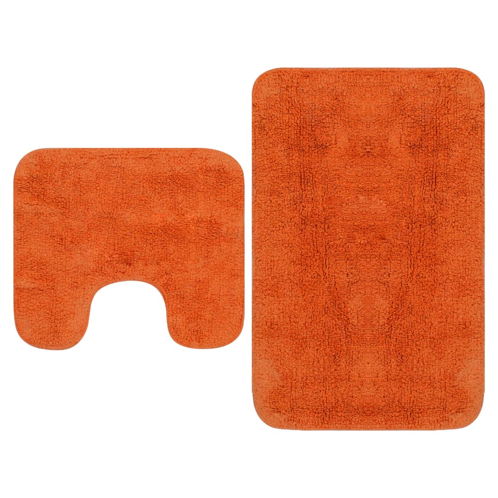 vidaXL Conjunto de alfombrillas de baño de tela 2 piezas naranja