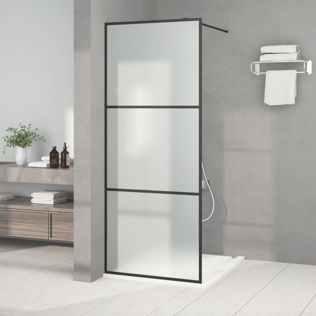 vidaXL Mampara de ducha vidrio ESG esmerilado negro 80x195 cm