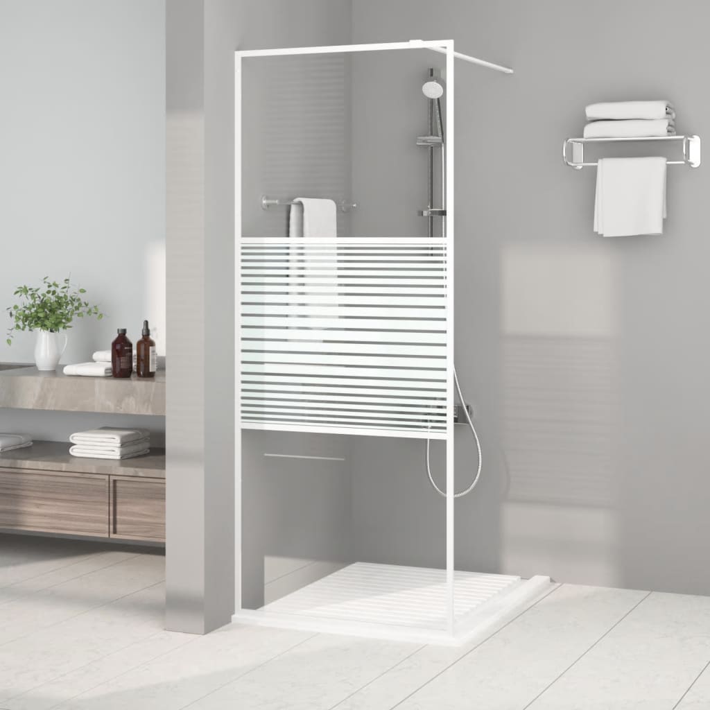 vidaXL Mampara de ducha vidrio ESG transparente blanco 80x195 cm