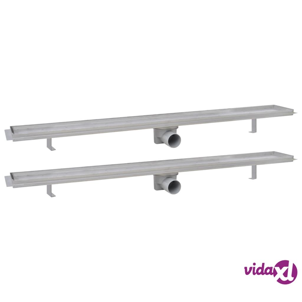 vidaXL Lineaarinen suihkukaivo 2 kpl 1030x140 mm ruostumaton teräs