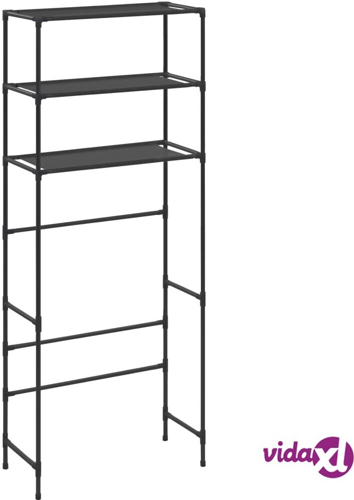 vidaXL Säilytyshylly pesukoneen ylle 3 tasoa musta 69x28x169 cm