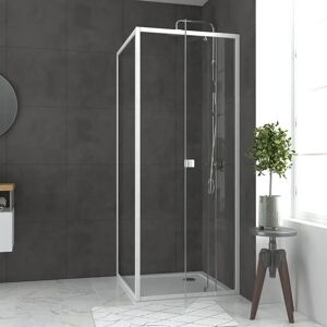 Porte de douche pivotante extensible 78 à 90cm + paroi de retour 90 + receveur 90x90 - WHITY PIVOT