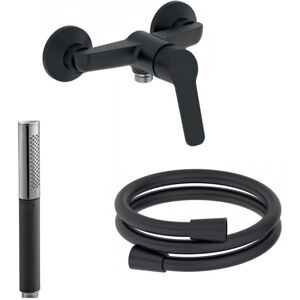 JACOB DELAFON Mitigeur douche Aime black avec douchette stick Shift Ellipse noir et chrome et flexible lisse anti-torsion 1600 mm noir Inimitable