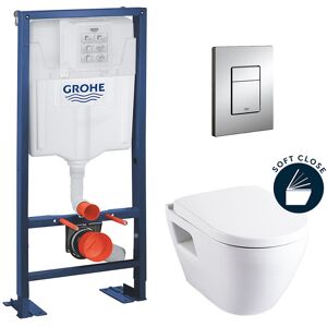 Grohe Rapid SL + Cuvette serel Solido compact/abattant frein de chute + Plaque de commande + Set isolation phonique (AutoportantSM10) - Publicité