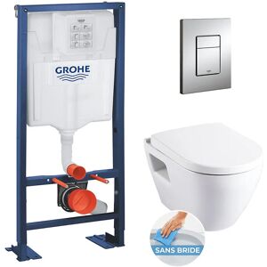 Grohe Rapid SL + Cuvette rimless SM26/abattant frein de chute + Plaque de commande + Set d'isolation phonique (AutoportantSM26) - Publicité