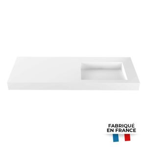 iStone Plan vasque autoportant fabrique en France 1200x550x100mm, en Solid Surface, blanc mat (LIVEA-1200)