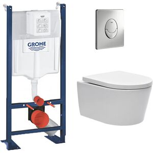 Grohe Pack WC Rapid SL autoportant + cuvette sans bride SAT, fixations cachées + plaque Skate Air chrome (ProjectSATrimless-2) - Publicité