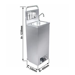GGM Gastro - Lave-mains mobile - dimensions cuve : 400x300mm - Avec distributeur de savon et d'essuie-mains en papier Argent