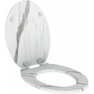 Allibert - Abattant wc en bois compressé décor marbre blanc 4 faces naturo - Marbre blanc - Publicité