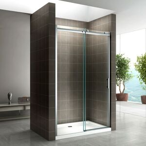 SANIVERRE Alix Porte de douche coulissante h. 200 cm en verre 8 mm largeur 150 cm transparent - Publicité