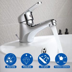 Robinet avec Tirette et Bonde Auralum Robinet Salle Bain en Laiton, Mitigeur Lavabo, Hauteur du Bec 105mm, Robinet Lavabo Salle de Bain Simple, Mtigeur Salle de Bain Chromé - Publicité