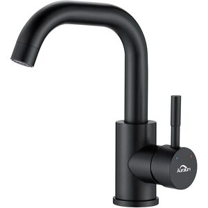 AURALUM Robinet Lavabo Noir avec Barboteur Démotable, Rotation à 360° , Mitigeur Salle Bain en Laiton, Haut de 250mm, Robinetterie d'Eau Froide et Chaude - Publicité